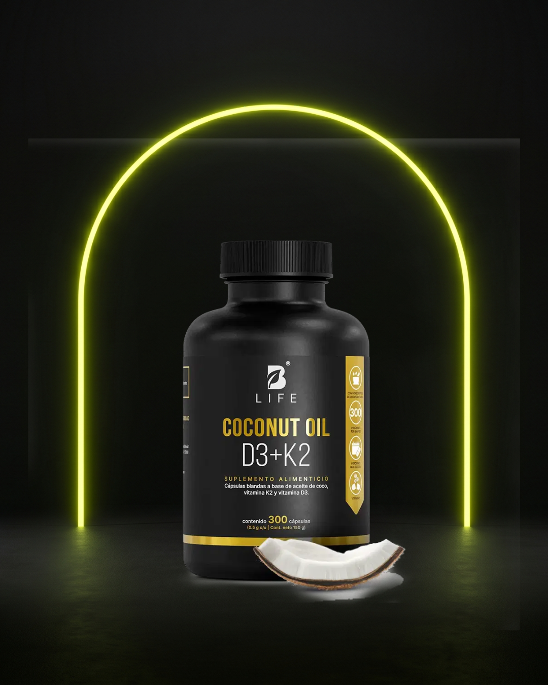 Vitamina D3 + K2 con Aceite de Coco
